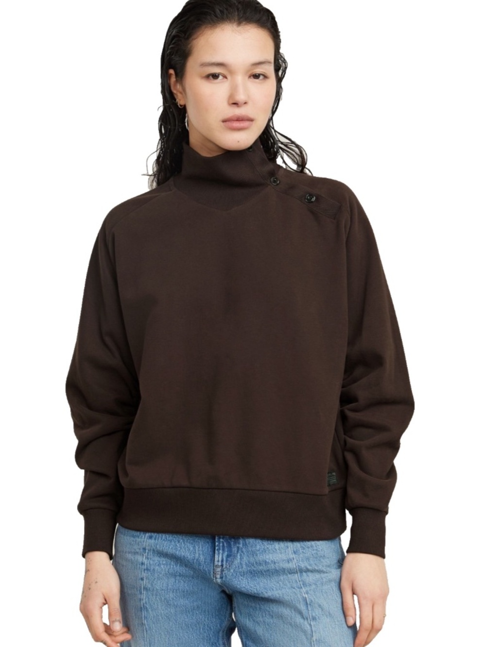 G-Star Raw Asymmetric Button Mock-Neck Sweater Sweatshirt